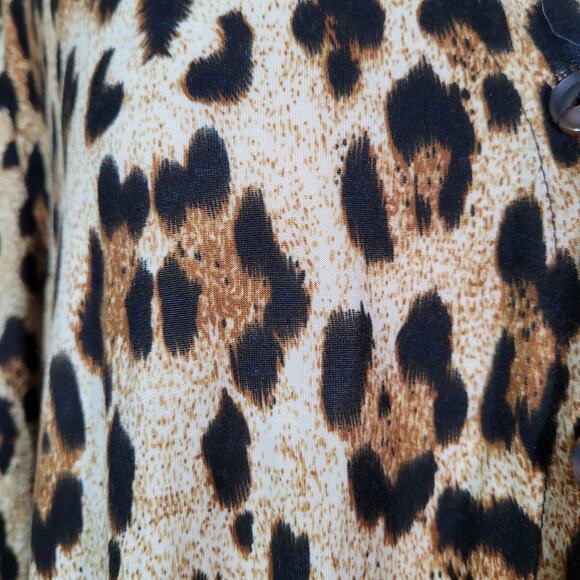 Women's Multicolor Leopard Animal Print Button Front Sweater Pockets Size XXL - Picture 7 of 7